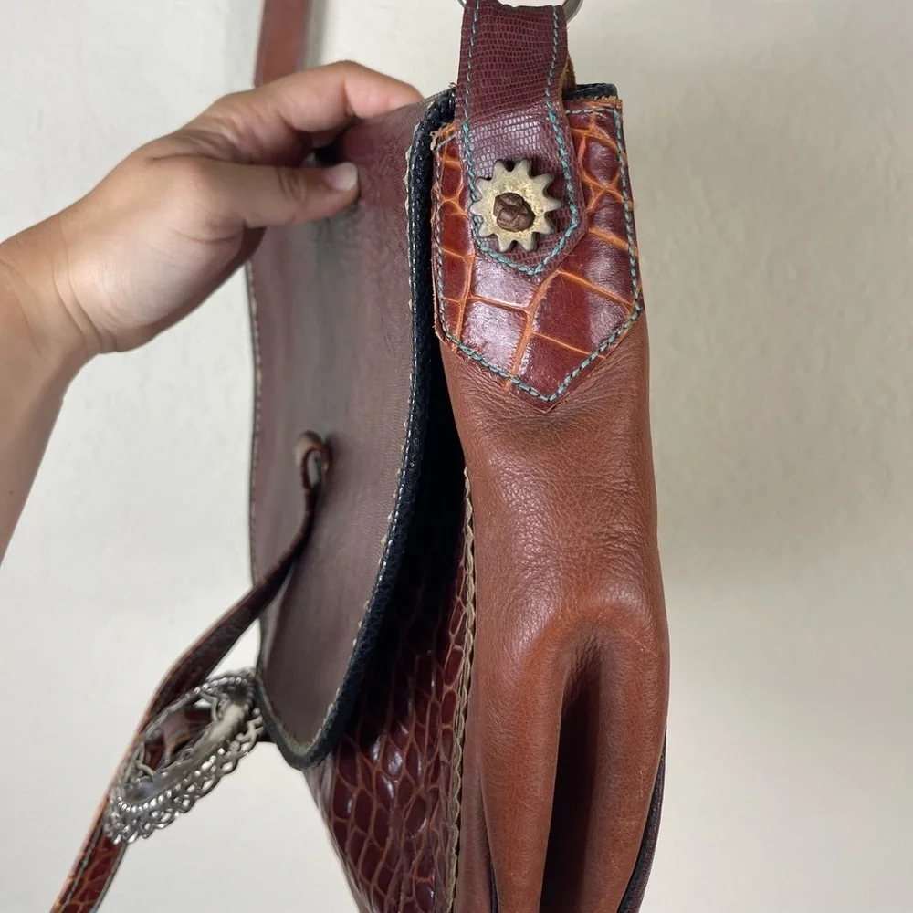 Ruby Firecat Bag Leather Saddle Purse with Silver Buckle